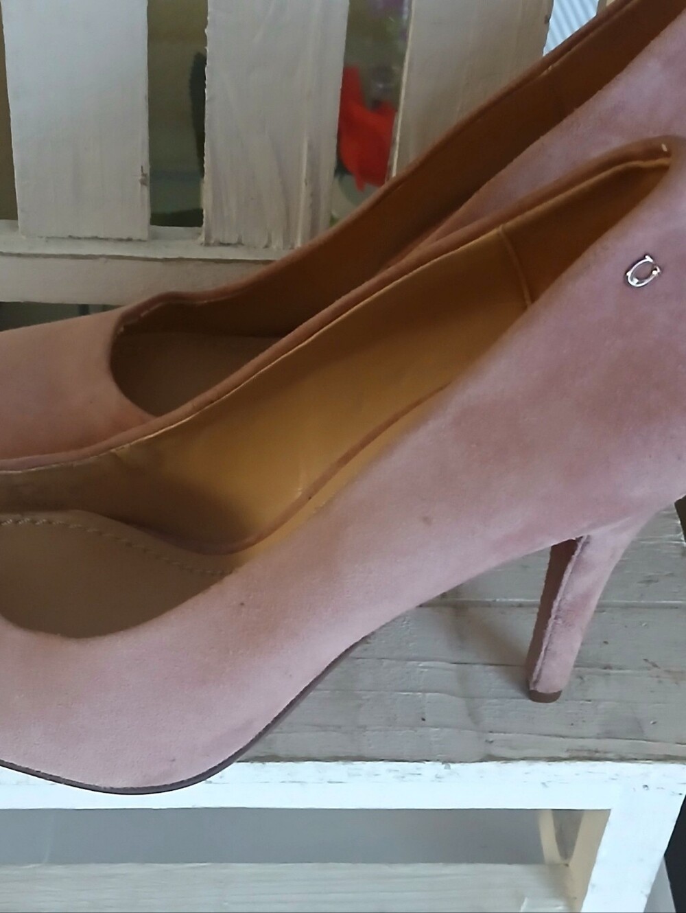 Coach Women’s Blush Pink Suede High Heel Pumps.